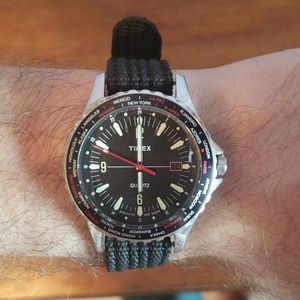 Navi World Time 38mm Fabric Strap Watch